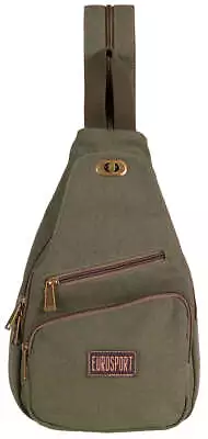 EuroSport Olive Messenger Sling Canvas Shoulder Bag Rucksack Travel Sport B417 • $39.95