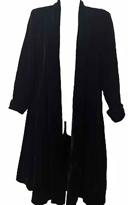 Petra Size PM Black Velour Maxi Long Duster Jacket Vintage Coat Evening Formal • $58.50