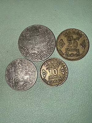 Lot Of 4 MOROCCO 50c 1 FRANC 1370-1951 10 20  FRANCS 1371/1952 • $9.99