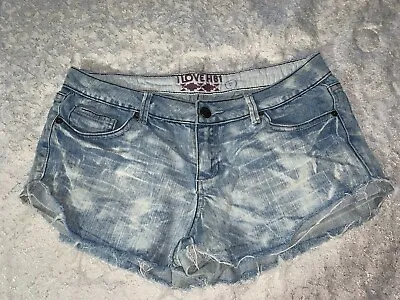 Juniors I Love H81 Washed Light Denim Jeans Size 27 Frayed Hemline 2  Inseam  • $14.99