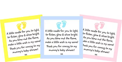 Baby Shower Candle Labels / Tags Favour -  Thank You Gifts Boy Girl • £5.99