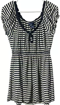 Max Edition Womens Short Elastic Sleeve Striped Blouse Size Large (L) • $13.50