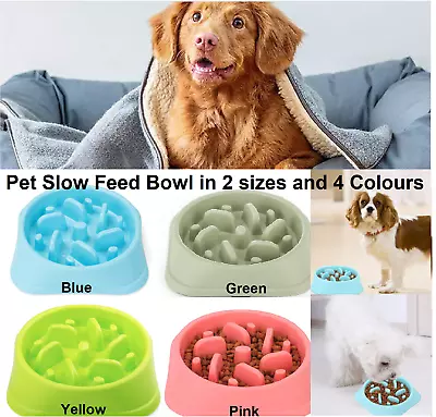 £5.99 • Buy Dog Bowl Slow Feeder Pet Bowl Anti Slip Puppy Feed Bowl Interactive Feeding Dish
