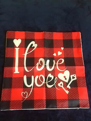 NEW 'I Love You’ Square Cushion Cover Red Black & White 17.5” (44cm) • £5