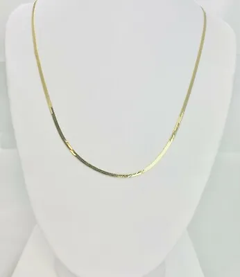 £257.92 • Buy 24  Solid 14k Gold Herringbone Chain Necklace Italy (2056)