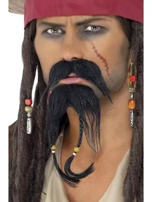 Pirate Moustache And Beard Fantasy Jack Sparrow Fancy Dress Costume Accessory • $10.95