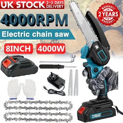 8'' Electric Cordless Chainsaw Power Wood Cutter Saw + 4.0A Battery For Makita • £25.64
