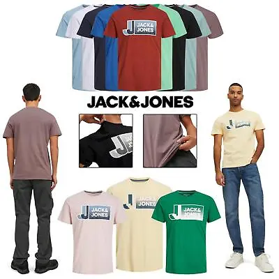 Jack & Jones Mens T-Shirt Short Sleeve Design Crew Neck Cotton Tee • £9.99