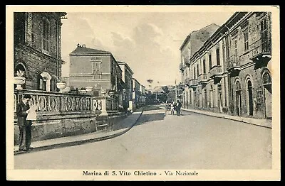 ITALY Marina Di San Vito Postcard 1930s Chietino. Via Nazionale Street View • $11.99