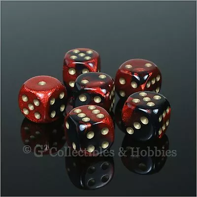 NEW Set Of 6 Black Red Gemini D6 Dice Six Sided RPG D&D Game 16mm D6s Chessex  • $6.99