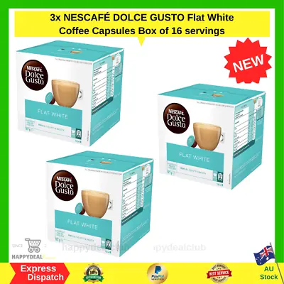 NESCAFE Dolce Gusto Flat White Coffee Pods 3 Boxes (16 Capsules Per Box) • $36.99