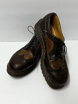 Dr Martens 3989/34 Wingtips Two Tone Brown Leather Oxford Made In England Sz 9 • $59.75