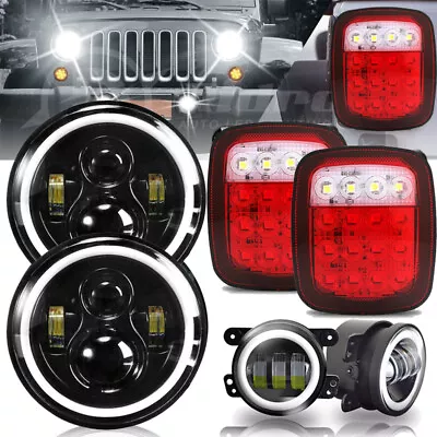 For Jeep Wrangler JK 07-18 Combo 7  Halo Led Headlights Turn Signals Tail Lights • $81.69