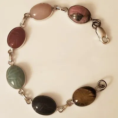 Van Dell 925 Sterling Scarab Gem Stone Bracelet • $75