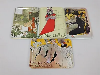 Toulouse Lautrec Poster Art Rectangular Melmac Trays Set Of 4 Made In Italy • $33.95