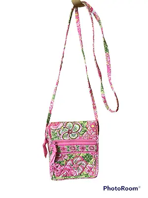 Vera Bradley Purse Pink & Green Quilted Floral Crossbody Bag 6x8 In  Petal Pink  • $17.98