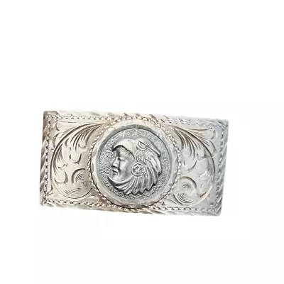 Vintage Mexico Silmex Sterling Silver 925 Belt Buckle Native American Head Eagle • $90