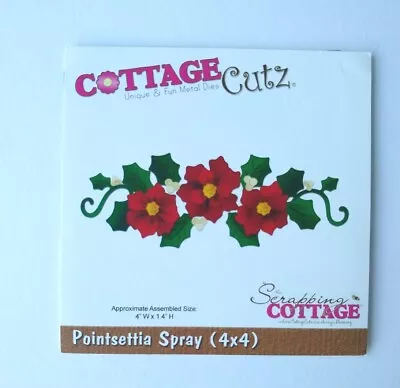 Cottage Cutz Die  Poinsettia Spray (4x4) Christmas Flowers Cardmaking Crafts  • £5.50