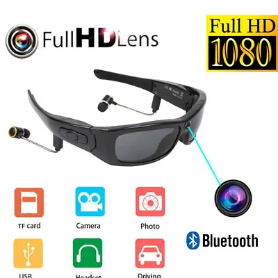 Bluetooth Sunglasses Camera Full HD 1080P Wearable Glasses Camera Video Recorder • $41.51