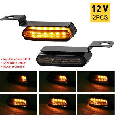 Pair Motorcycle Flowing Mount Amber Light Indicator LED Turn Signal Lamp Safe UK • £12.49