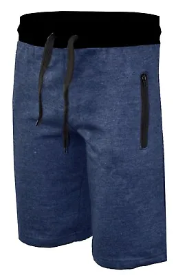 £9.99 • Buy Mens Plain Gym Fleece Jogger Shorts / 3/4 Elasticated Waist Running Zip Pockets 