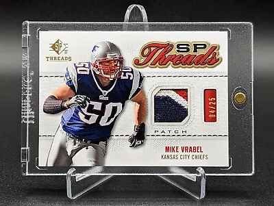 2009 SP Threads Mike Vrabel Game Used Patch #d 4/25 Patriots Chiefs SSP • $35