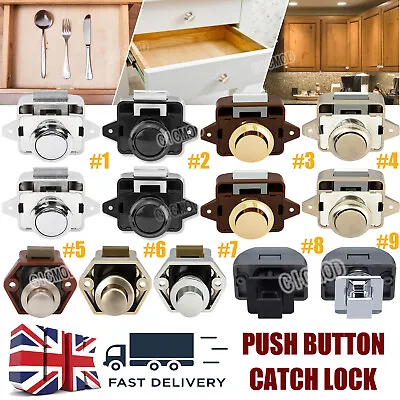 5-20 Push Button Cupboard Drawer Door Catch Lock Caravan Camper Latch Knob Locks • £38.99
