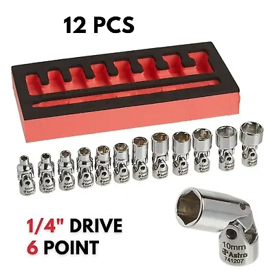 Flex Metric Socket Set 1/4  Drive Swivel Automotive Tool Kit 12 Pc Drive Flex • $62.99