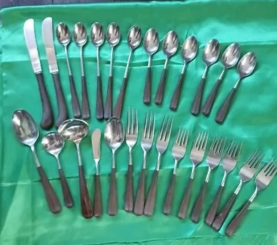 25 Pc EKCO ETERNA Colonial Americana Canoe Mid Century Flatware Serving ++ • $65.99