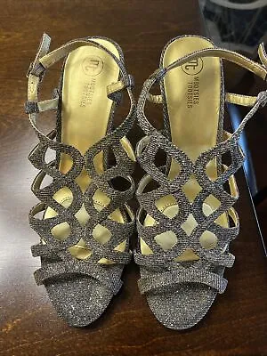 Womens Metallic Strappy Stiletto Sandals Silver Size 9.5 • $15.80