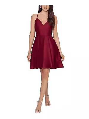 BLONDIE NITES Womens Maroon Lined Lace-up Back Short Dress Juniors 5 • $37.99