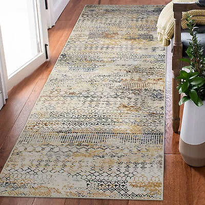 Beautiful Beige Hall Way Runner Super Soft Diamond Distressed Carpet 80x300cm • $75.99