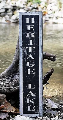 Vertical Custom Lake Sign - Rustic Hand Made Vintage Wood Sign • $169