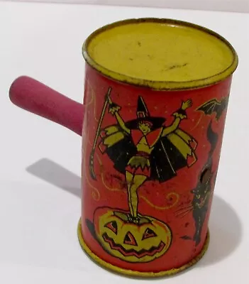 VTG Halloween Kirchhof Rattle Noisemaker OL Sexy WItch Owl Cat 3 3/8 Yellow Top • $35