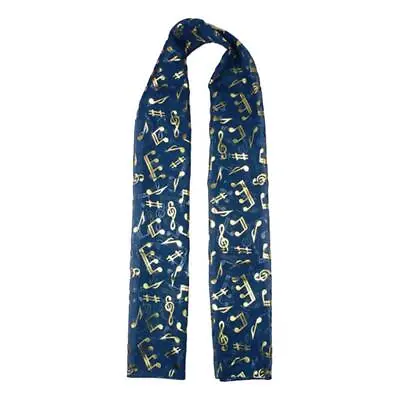 Treble Clef & Music Notes Gold/silver Reversible Teal Green Scarf • £5.99