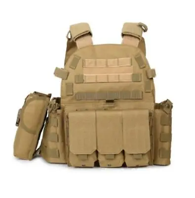 4pcs Tactical Vest Military Mag Holder PC Airsoft Combat Molle Assault Gear Sets • £46.72
