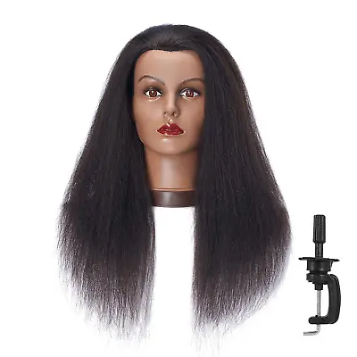 100% Real Hair Afro Mannequin Head Hairdresser Hair Styling Training Head Dolls  • $39.41