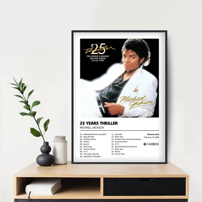 Michael Jackson 25 Years Thriller Album Poster 24x36  Custom Music Canvas Poster • $7.59