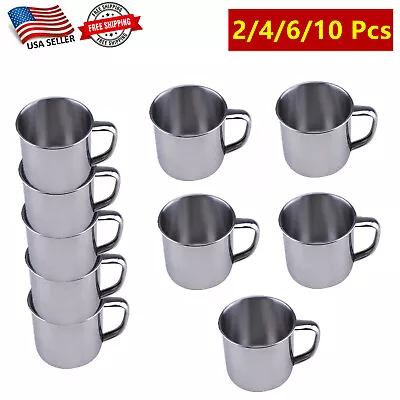 2/4/6/10 Pcs Of Stainless Steel Coffee Tea Cup With Handle 6oz Espresso Cup • $6.99