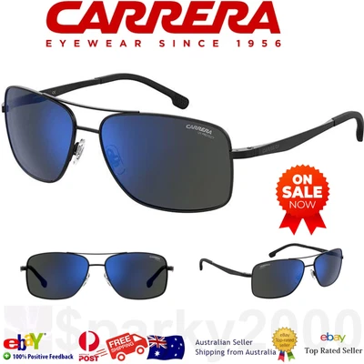$122 • Buy NEW Carrera Sunglasses Mens Black 8040/S 807/XT Mirror Blue Lens Pilot Aviator