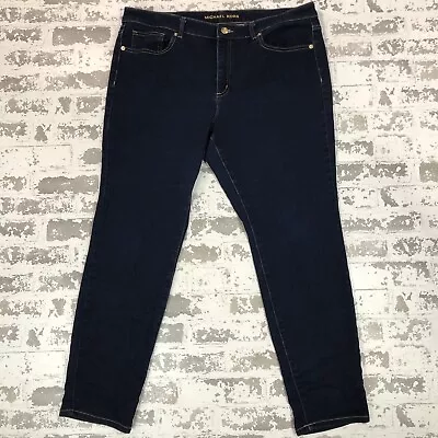 Michael Kors Jeans Woman’s Plus Sz 16 Selma Skinny Ankle Dark Blue High Rise 11  • $14.03