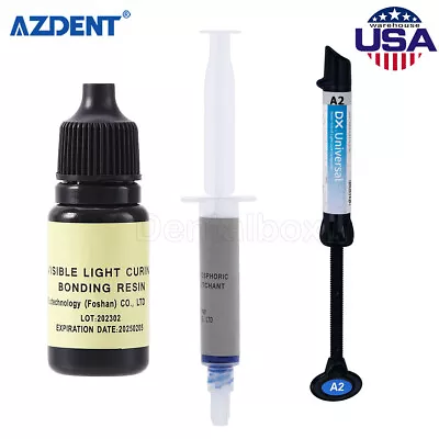 Dental Curado Por Luz Resina Compuesta A2 /unión Adhesivo Bond/ Etching Gel Kit • $11.03