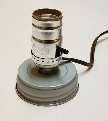 Zinc Mason  Fruit Jar  Electric Lamp Adaptor Brown Cord Set Make A Lamp 30296JB • $16.89