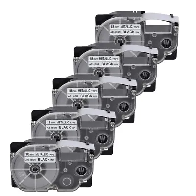 £27.59 • Buy 5PK Black On Metallic Tape Cartridge XR-18SR For Casio KL-120 EZ Label Printer