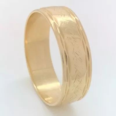 14K Solid Yellow Gold ArtCarved Band Ring Size 10 Vintage Estate • $325