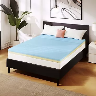 Gel Memory Foam Mattress Topper Pads Futon Twin Full Queen King Size Soft Cover • $53.99