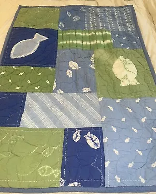 Pottery Barn Baby /toddler BoyFish Tie Dye Quilt 34X47 InAnd Coordinating Sheet • $47.50