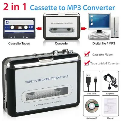 Cassette Player - Portable Converter Recorder Convert Tapes To Digital MP3 • $20.88