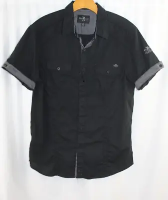 Marc Ecko Cut & Sew Mens Black Short Sleeve Cotton Blend Button Up L • $10.12