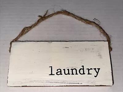 Mud Pie Farmhouse Door Wood Signs 6.5 Inch LAUNDRY Wooden White New B16 • $7.01